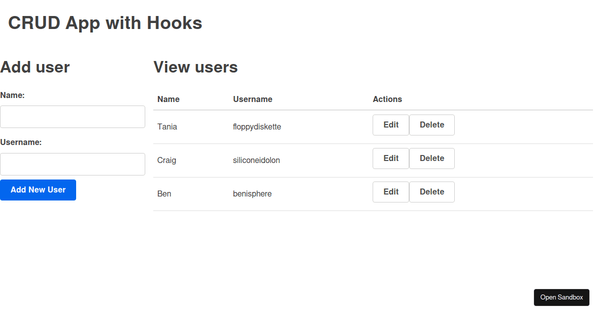 React-crud-hook - Codesandbox