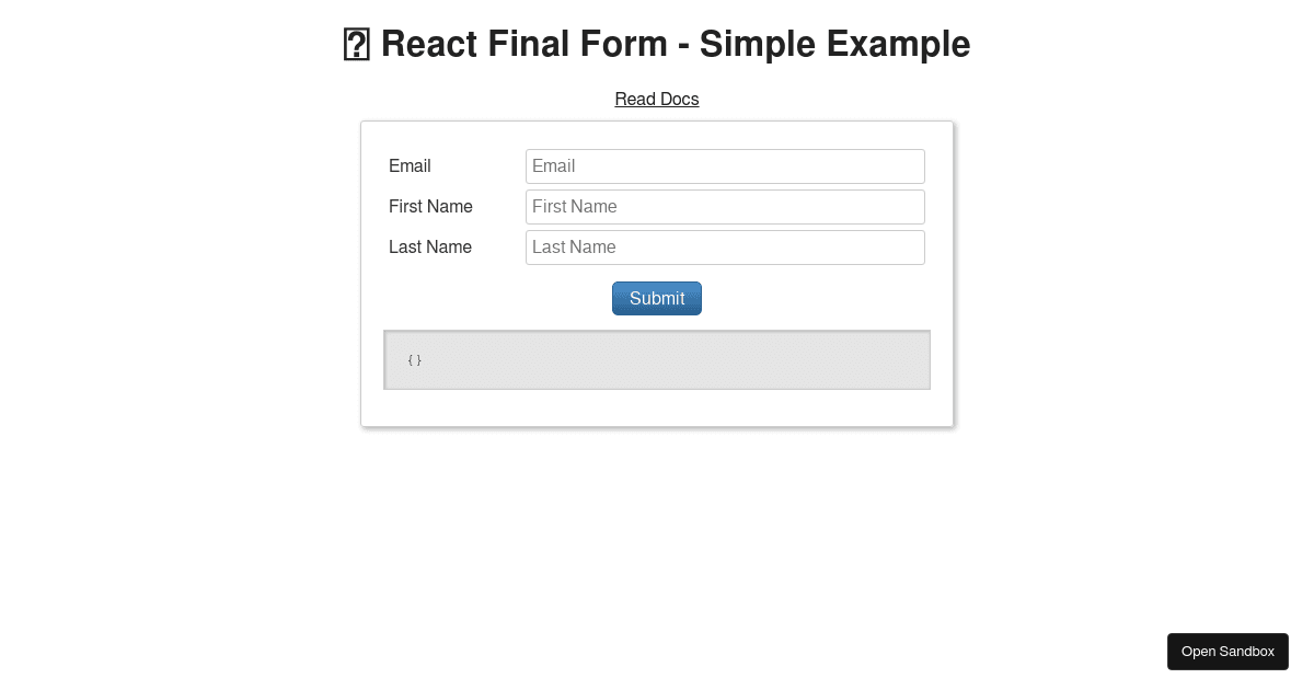 🏁 React Final Form - Simple Example - Codesandbox