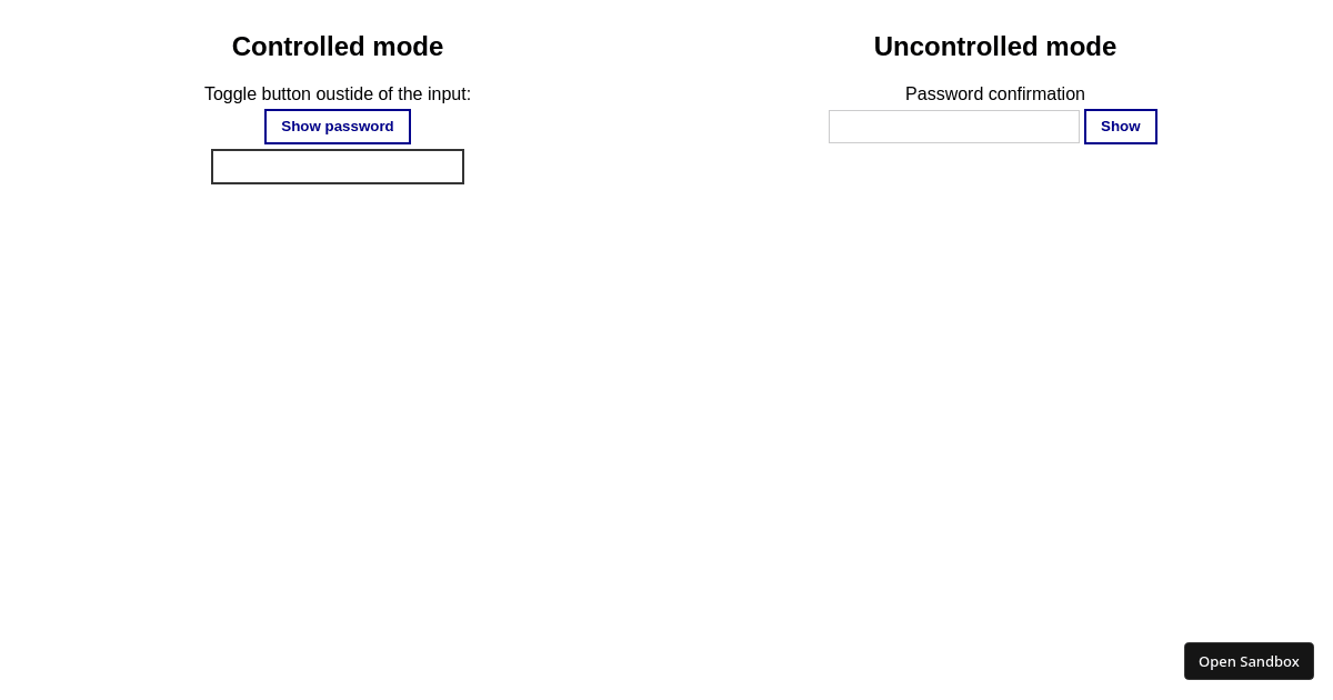 React Password Indicator showcase - Codesandbox