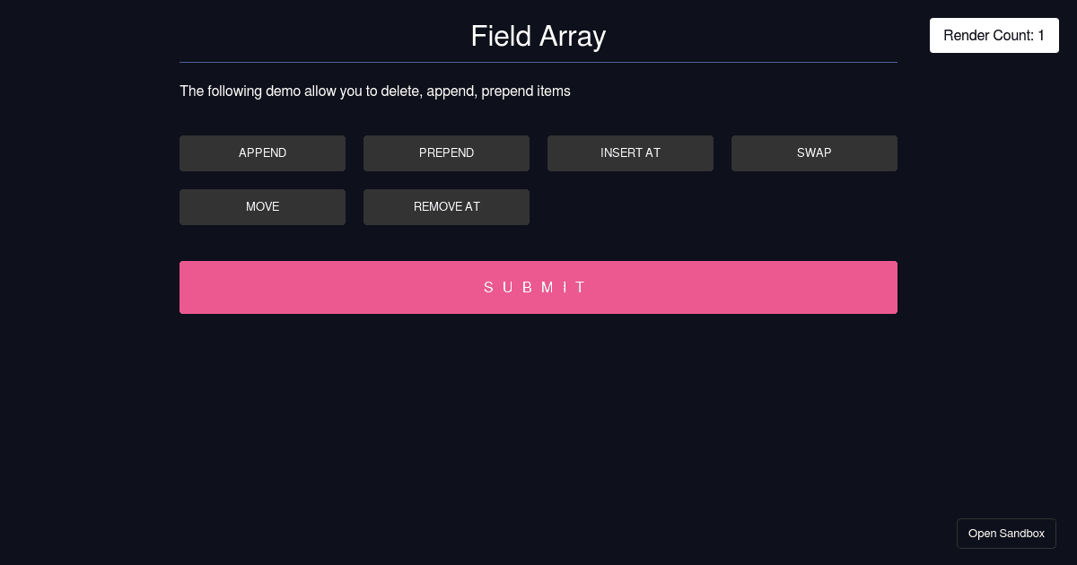 React Hook Form - useFieldArray - Codesandbox