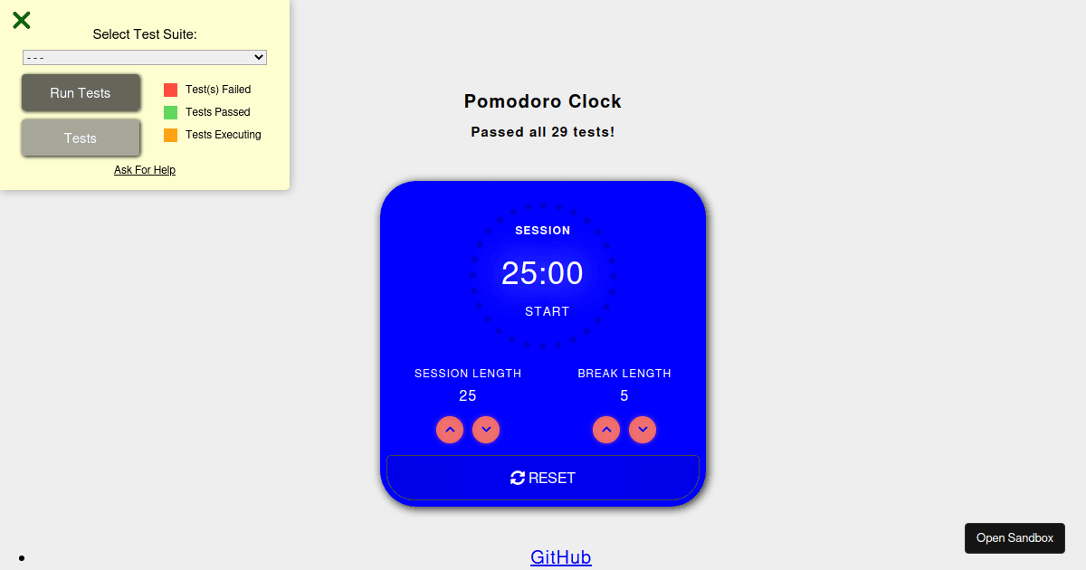 pomodoroclockreact Codesandbox