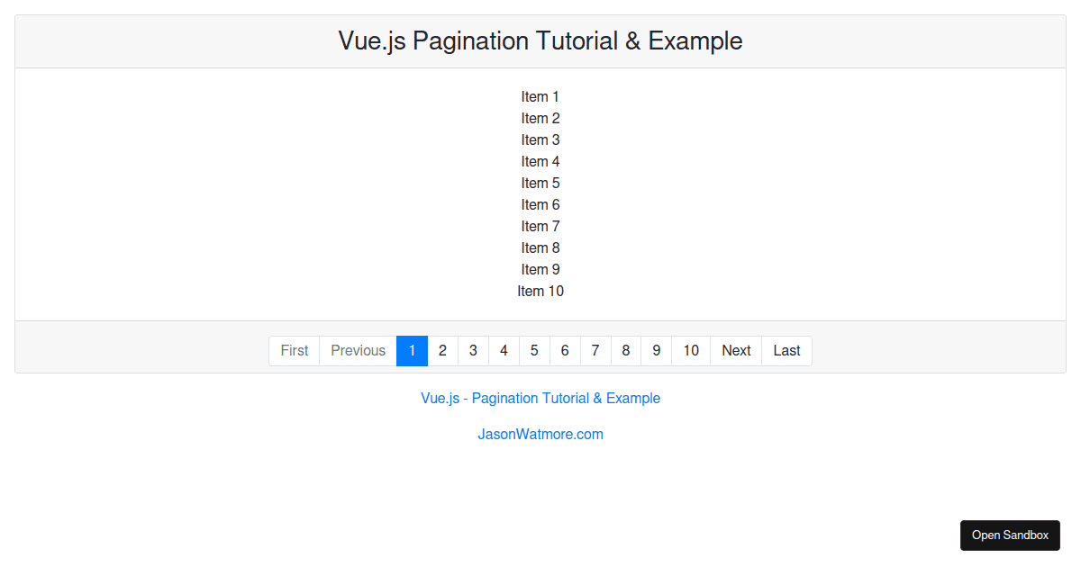 Vue.js - Pagination Tutorial & Example - Codesandbox