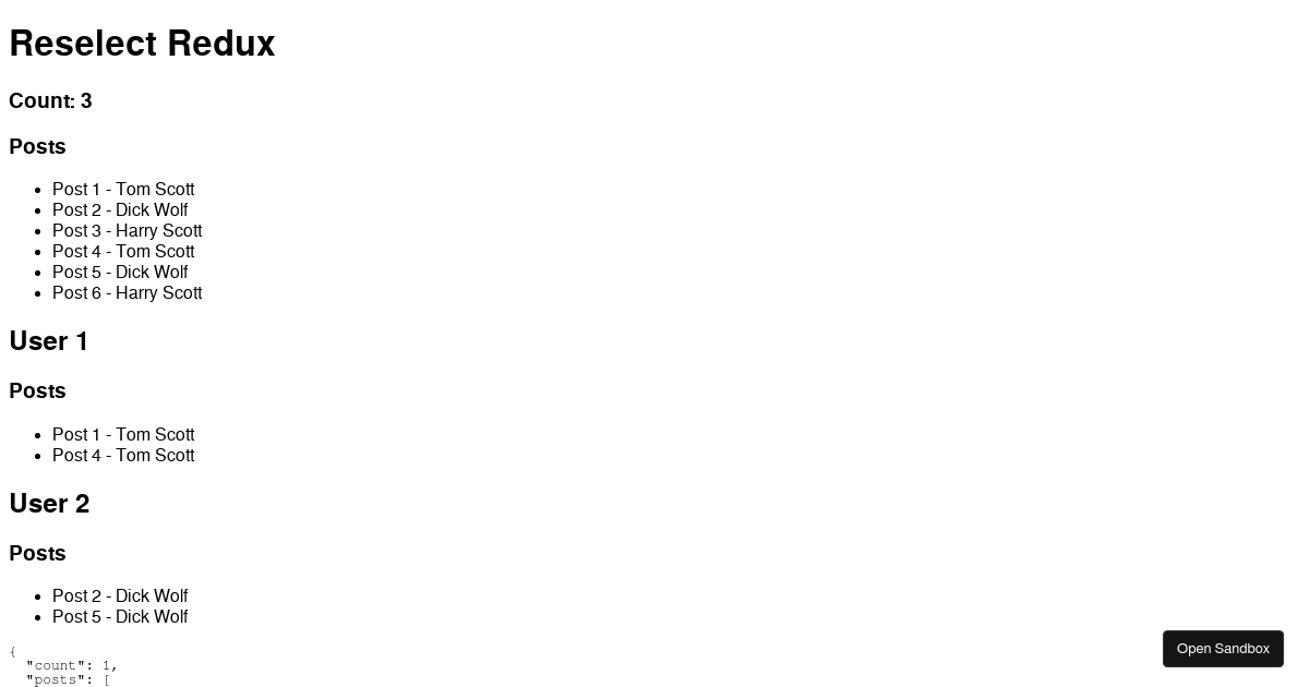 React Redux Reselect Immer - Codesandbox