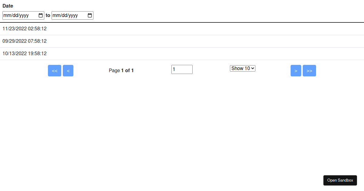 React Table Filter by Date Range (forked) - Codesandbox
