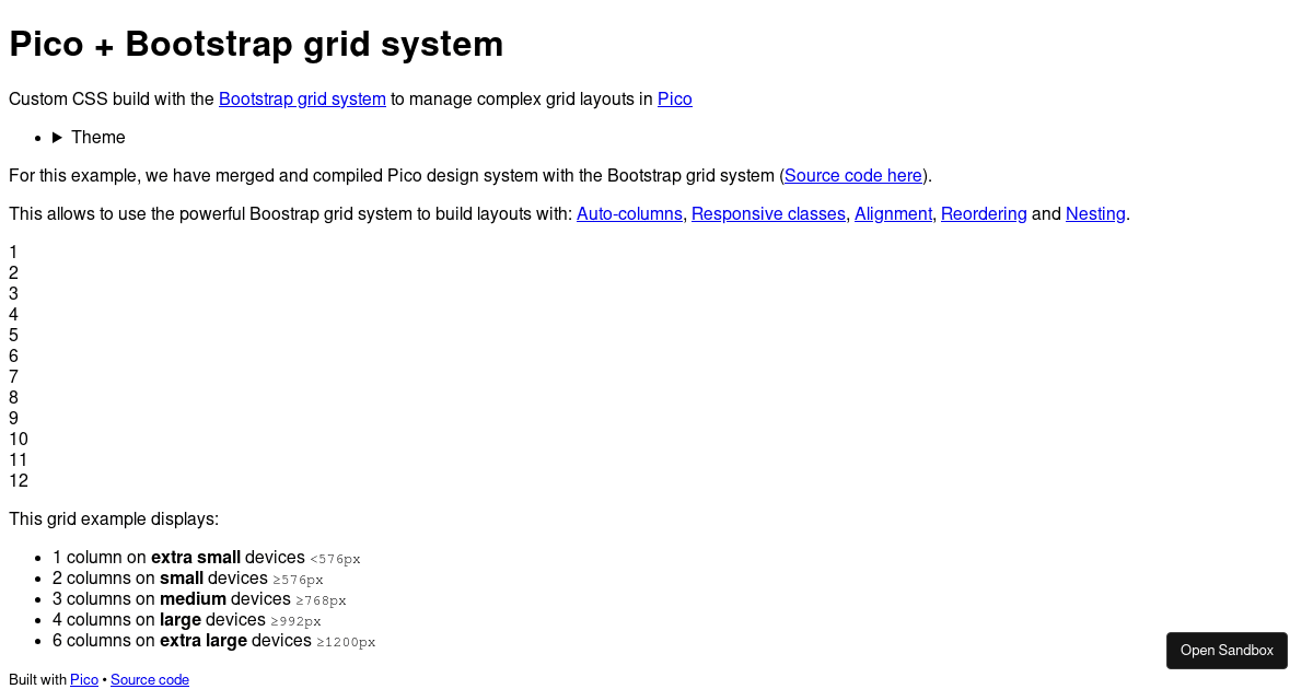 V1 bootstrap grid codesandbox