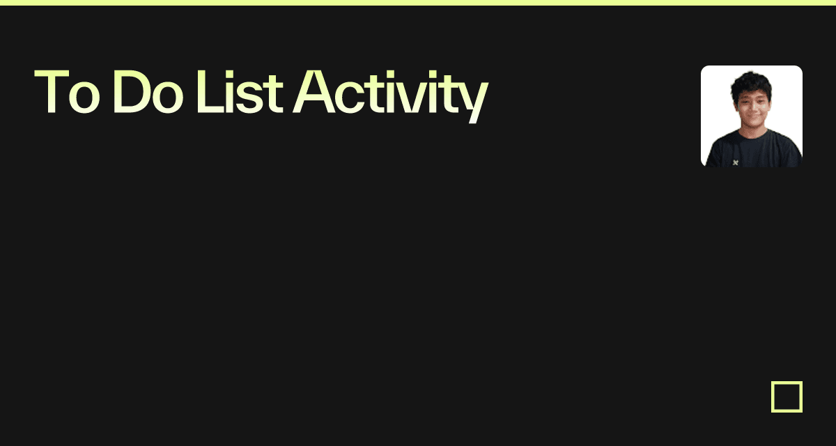 To Do List Activity - Codesandbox