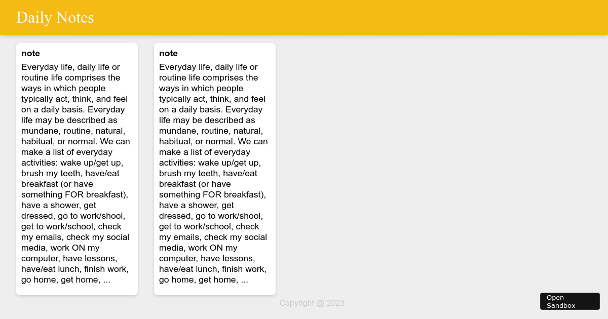 react note app - Codesandbox