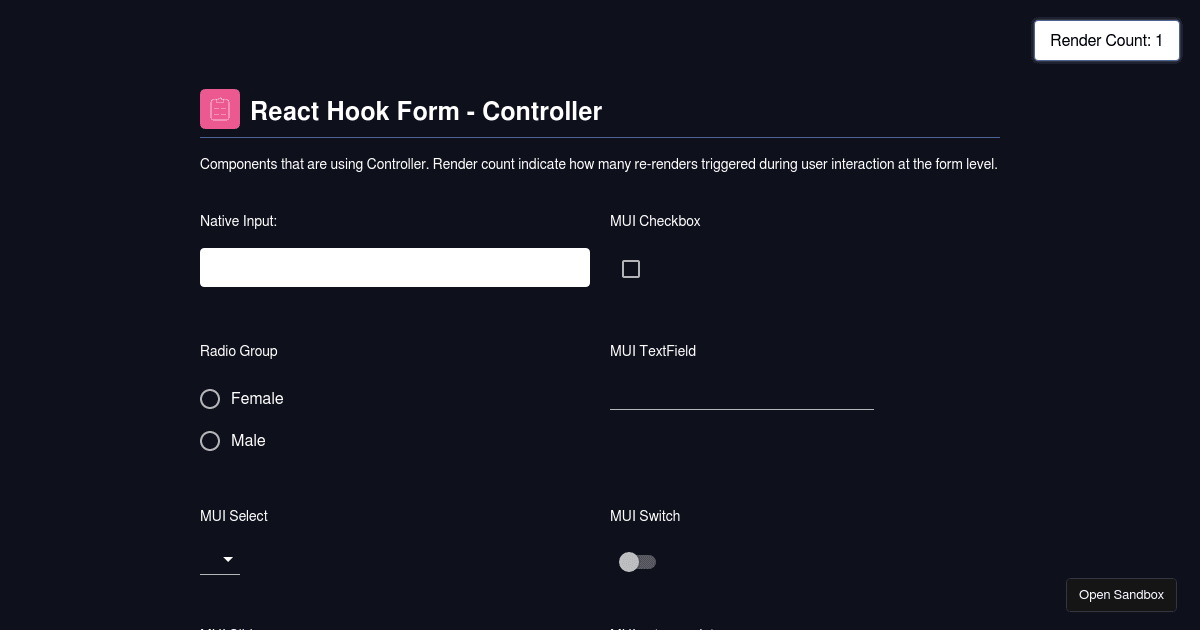 React Hook Form - Controller - Codesandbox