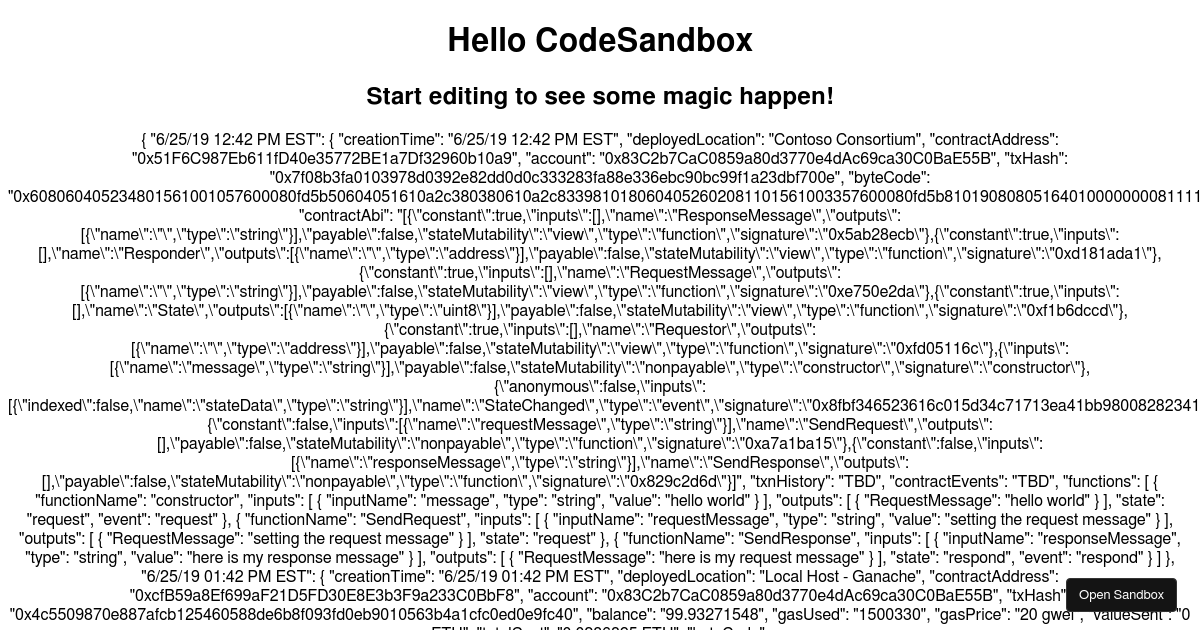 Smart Contract UI - Codesandbox