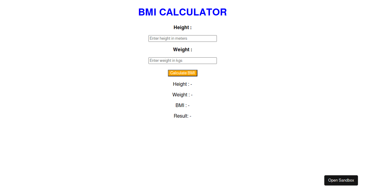 React Bmi Calculator Codesandbox