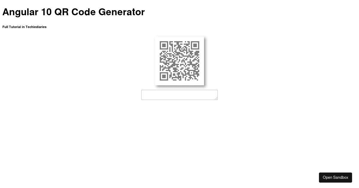 Angular 10 QR Code Generator (forked) - Codesandbox