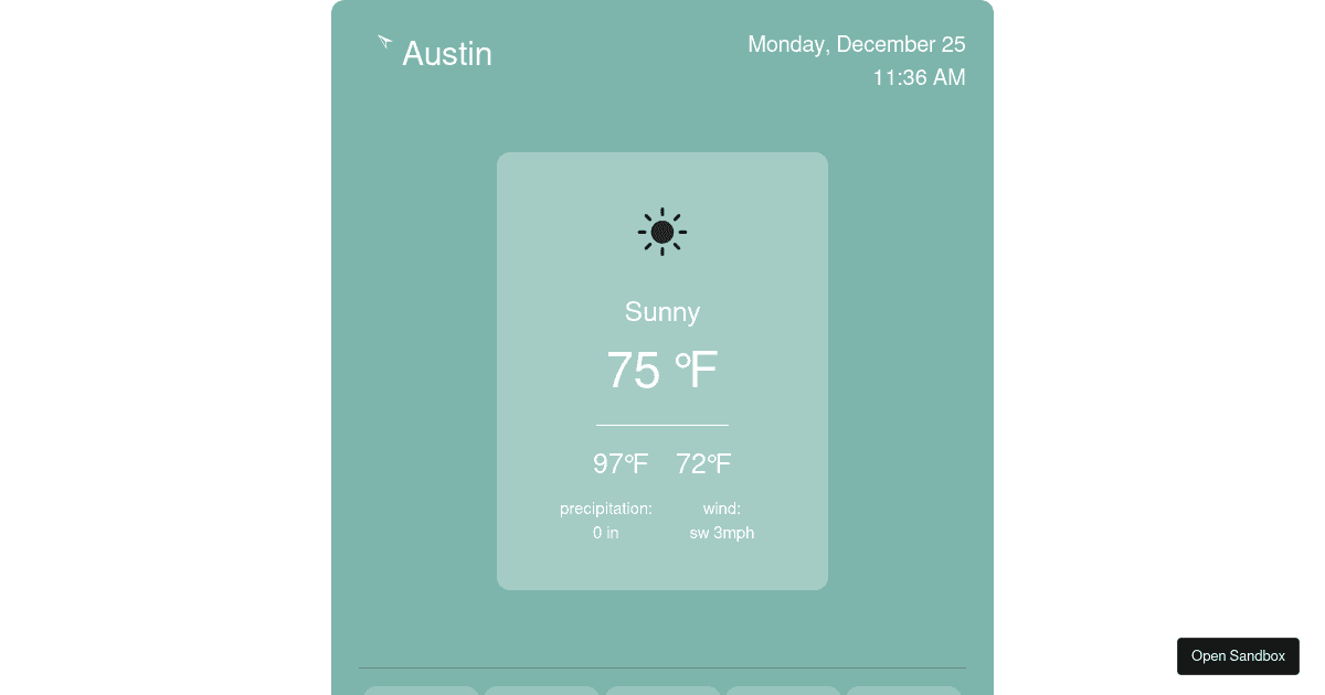 Vanilla JavaScript Weather App - Codesandbox
