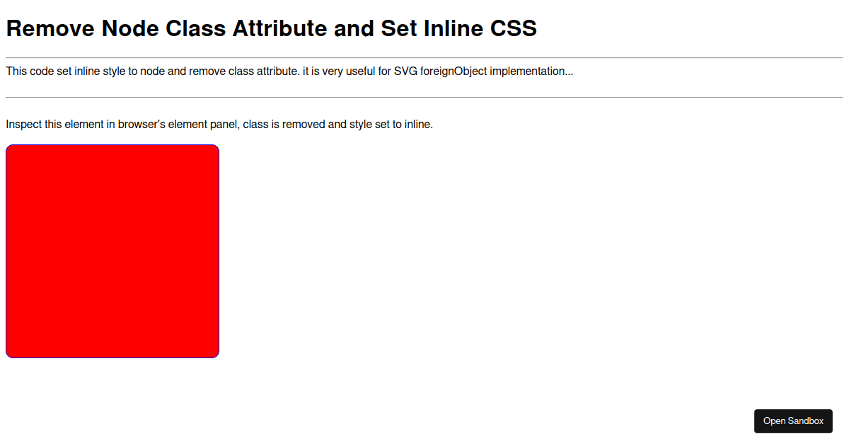 Set Node Inline Style - Codesandbox