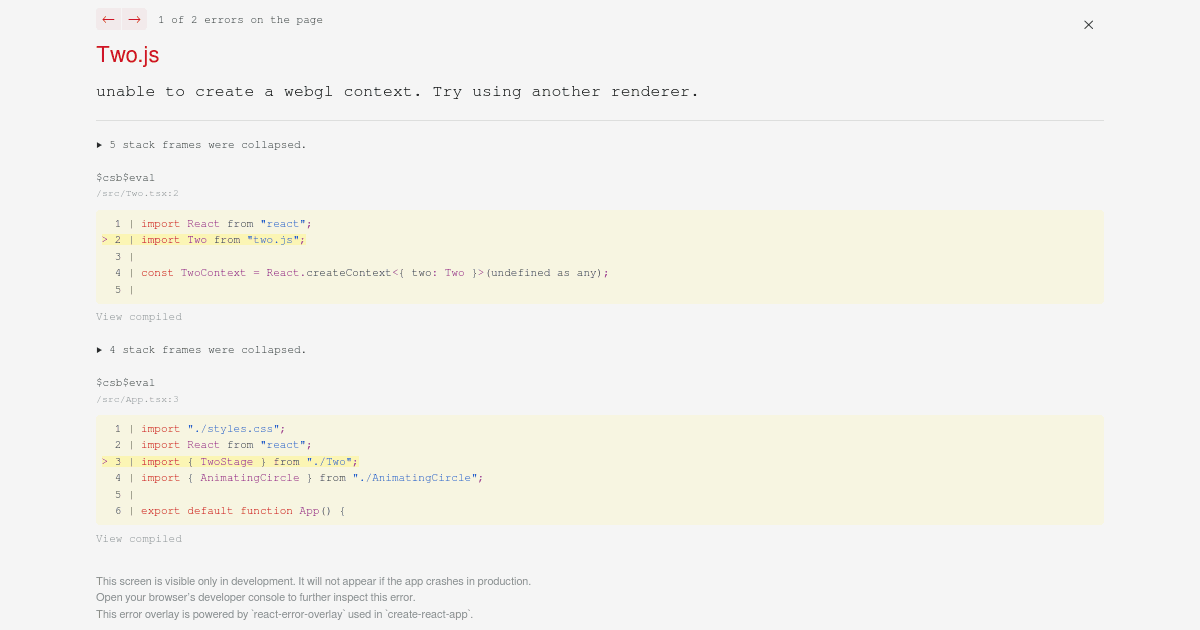 two.js circles - Codesandbox