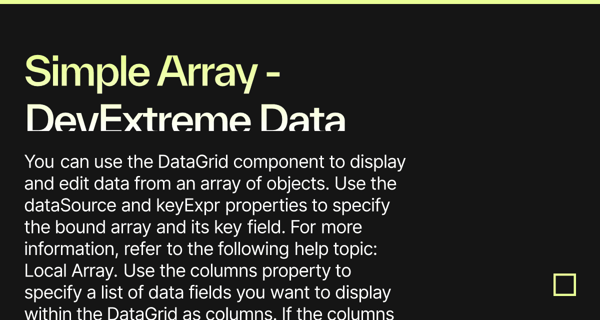 Simple Array - DevExtreme Data Grid - Codesandbox