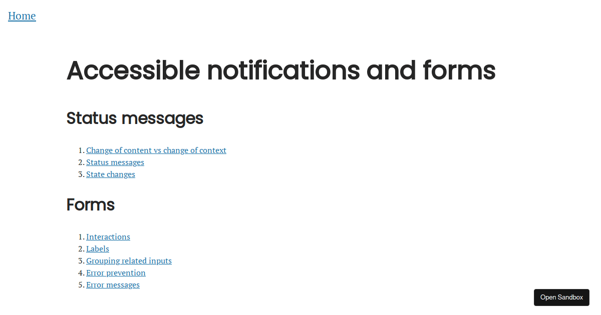 Accessible Forms - Codesandbox