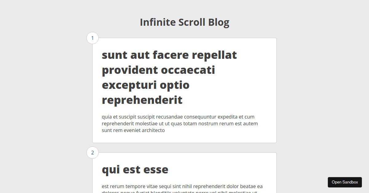 scroll infinite blog - Codesandbox