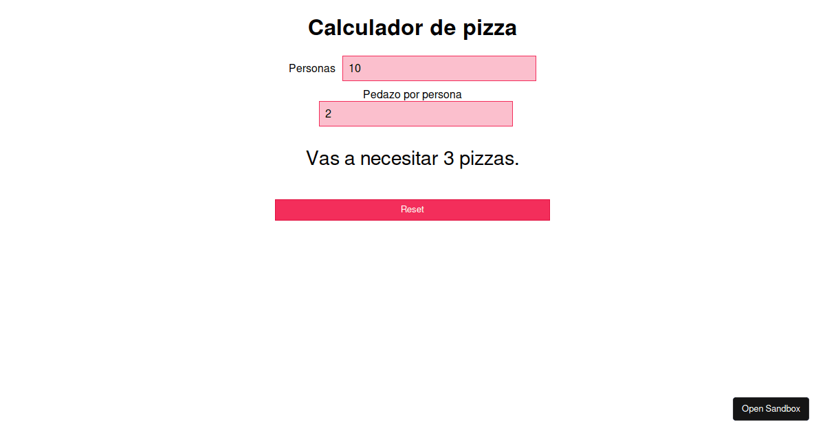 calculador de pizza container pattern - Codesandbox