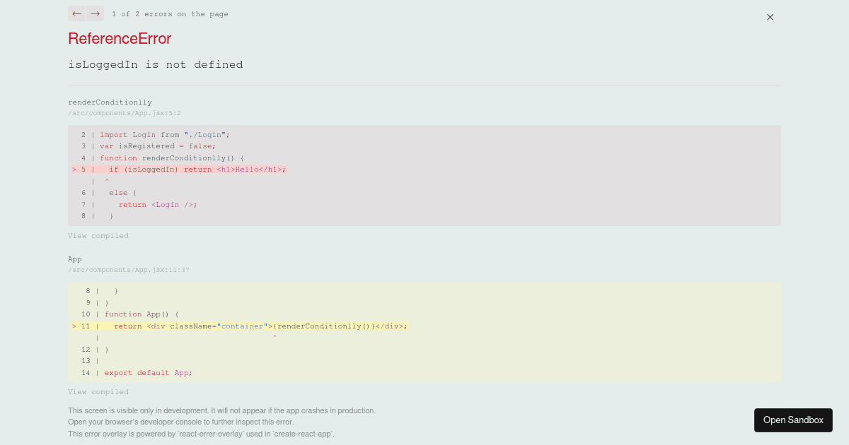Conditional Rendering (forked) - Codesandbox