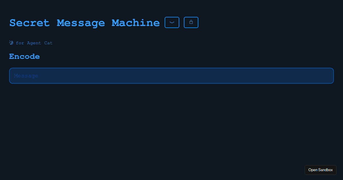 Secret Message Agent Cat - Codesandbox
