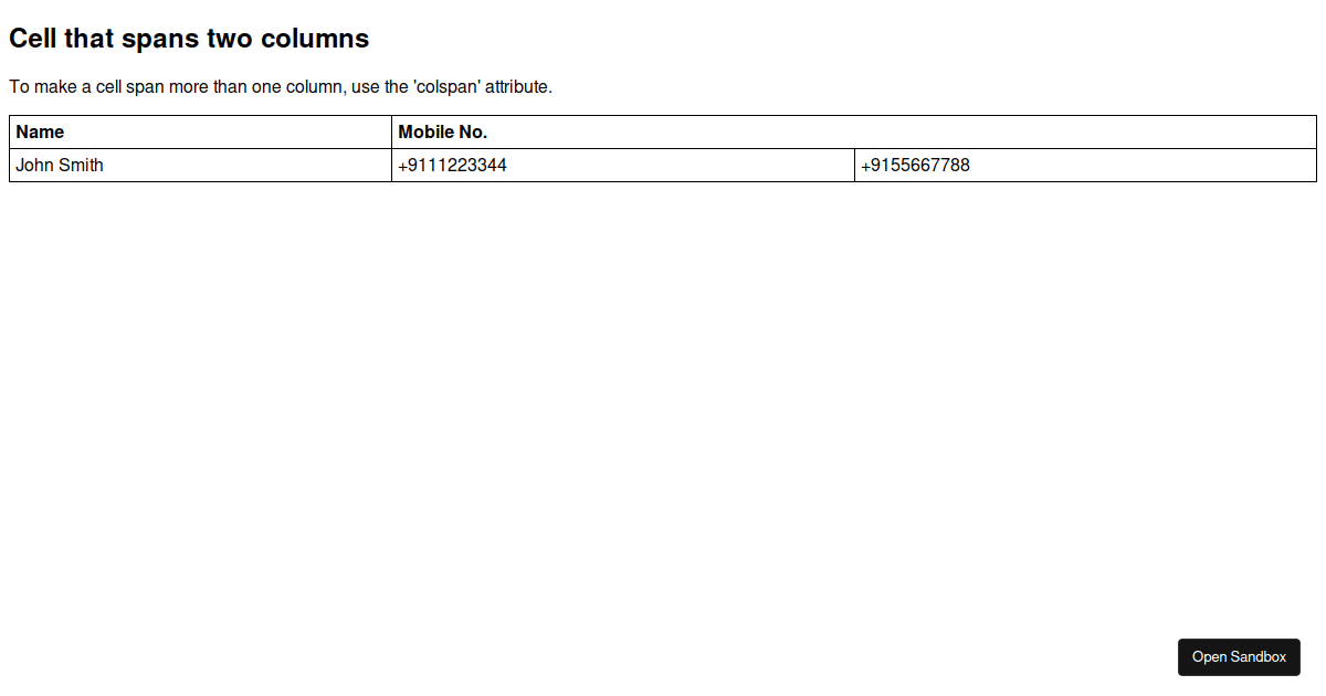 colspan-HTML - Codesandbox