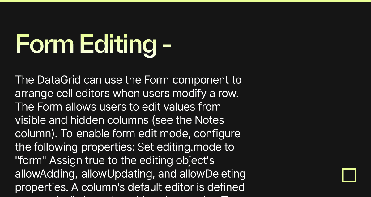 Form Editing - DevExtreme Data Grid - Codesandbox