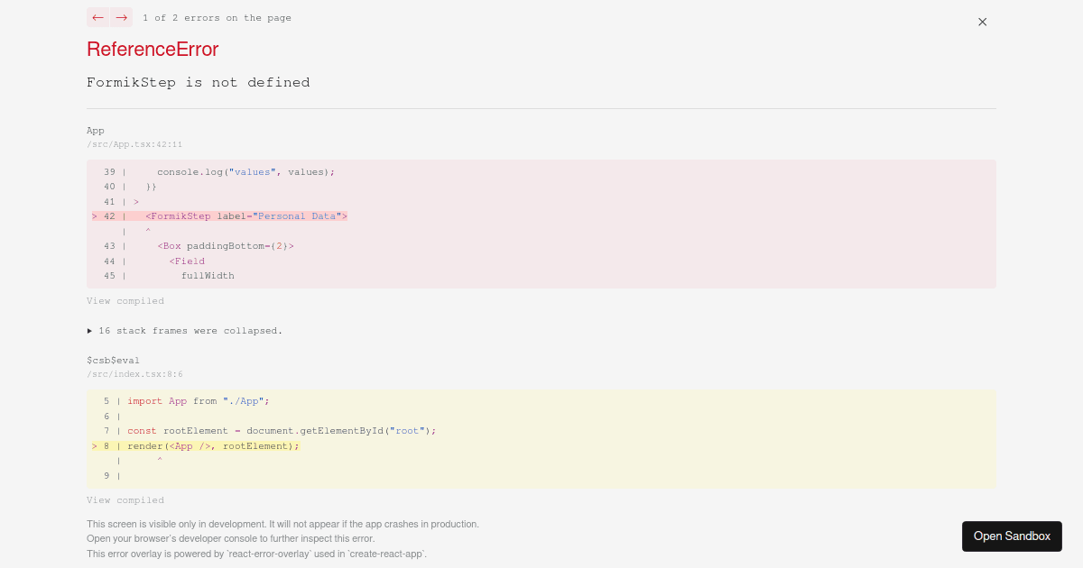 Formik Multi Step (forked) - Codesandbox