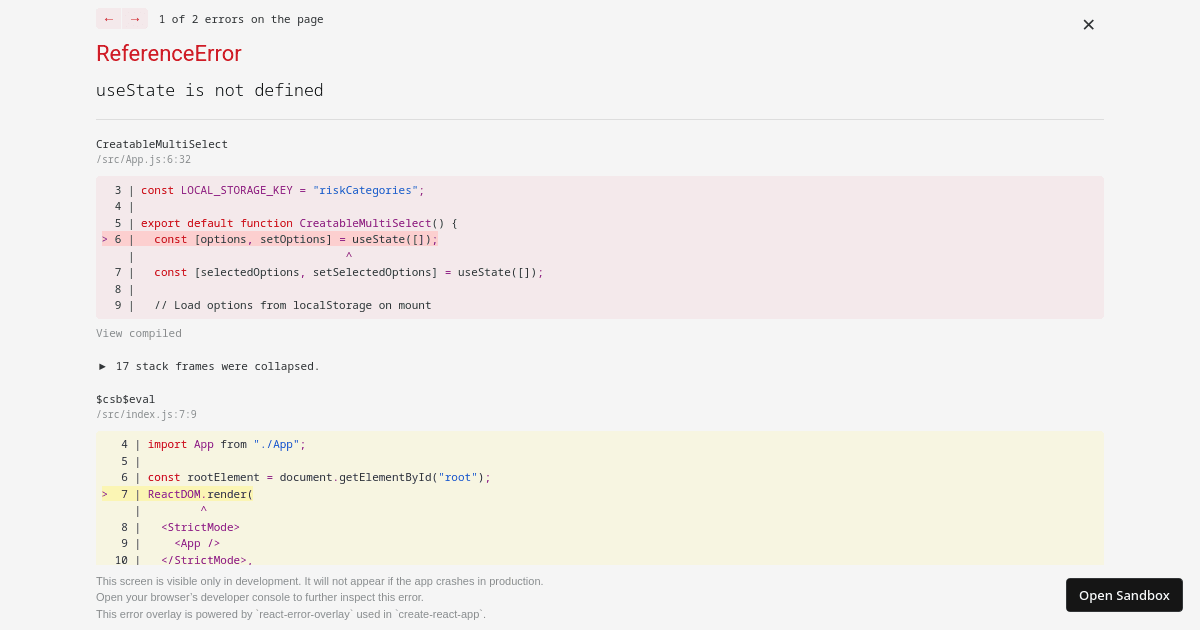 Editable Creatable Multiselect Dropdown For React (forked) - Codesandbox