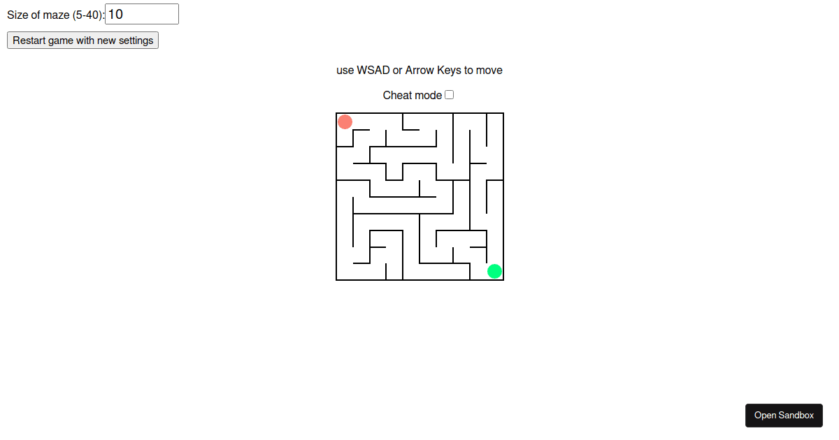 maze game Codesandbox