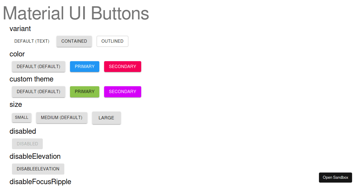 Material UI Buttons - Codesandbox