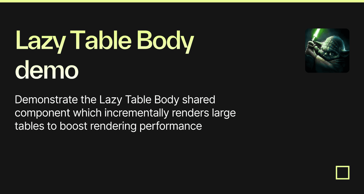 Lazy Table Body demo - Codesandbox