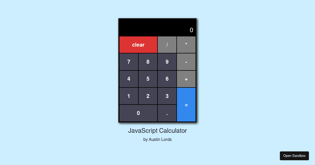 javascript-calculator - Codesandbox image.