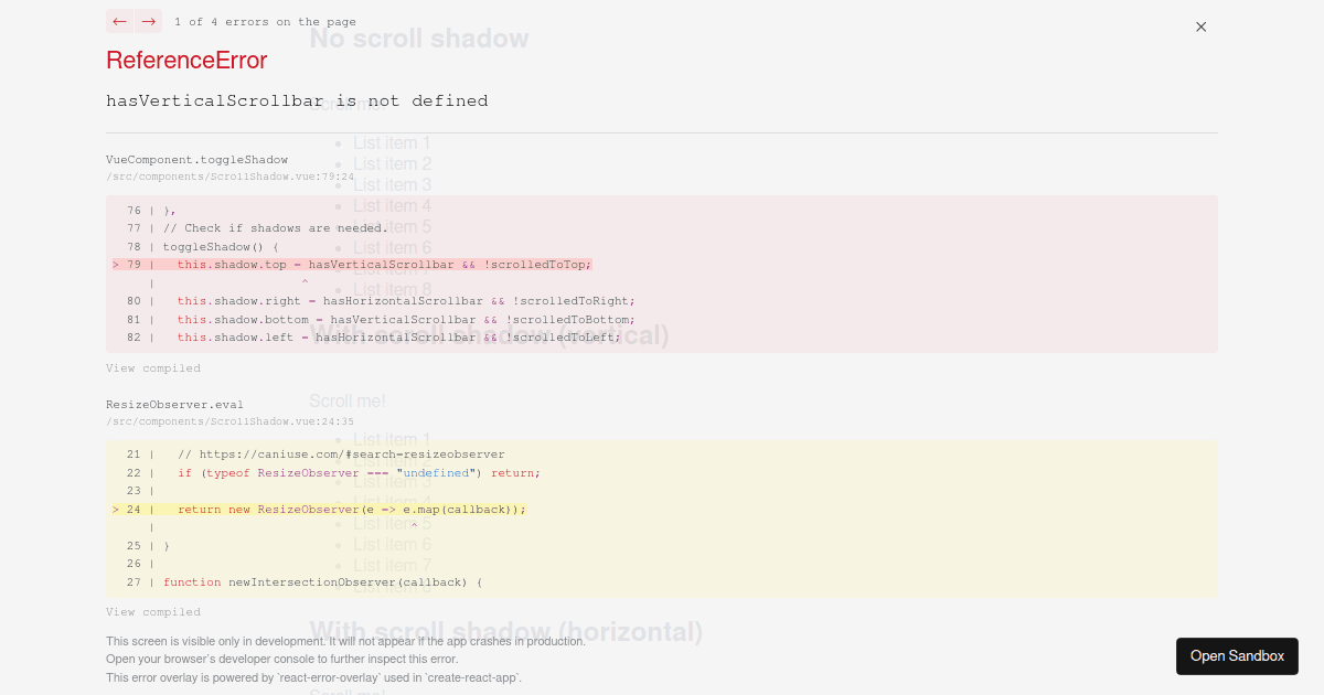 Scrolling Shadows with Vue.js (Intersection Observer) - Codesandbox