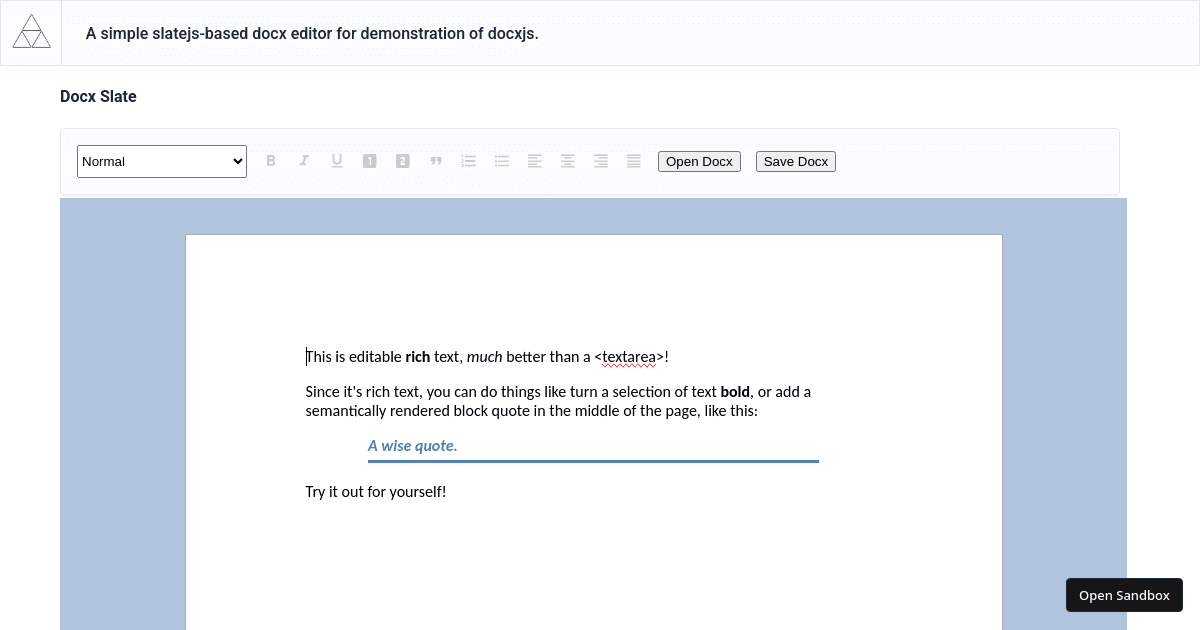 docx-slate (forked) - Codesandbox