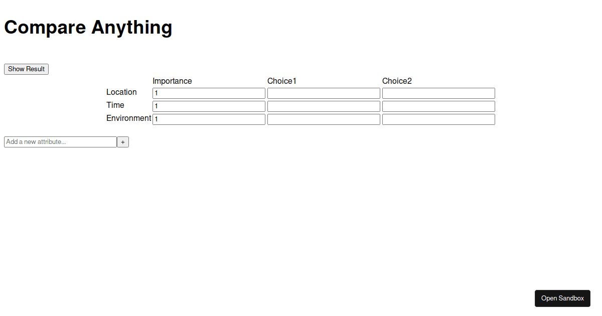 Compare Anything - Codesandbox