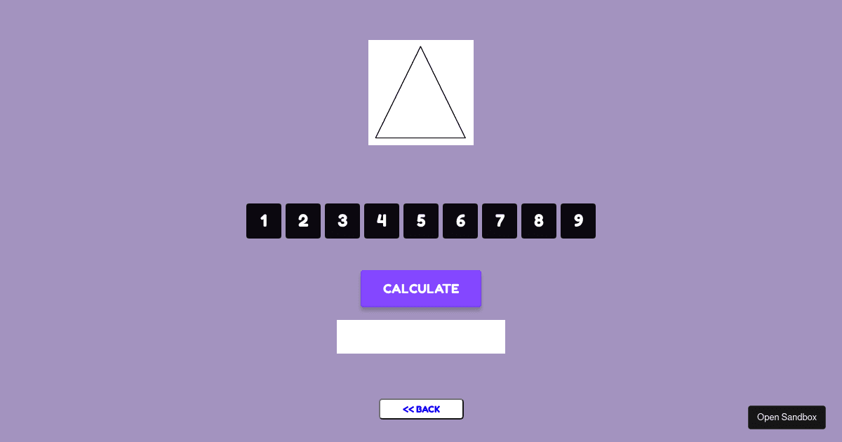 (WIP) Aria triangle calculator - w3resource exercise 4 - Codesandbox