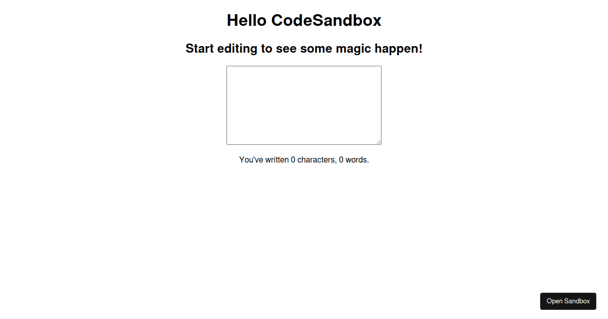 Svelte Character count - Codesandbox