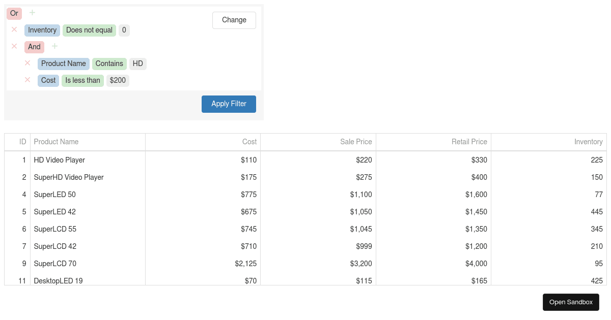 With Data Grid - DevExtreme Filter Builder - Codesandbox