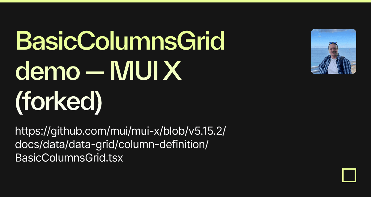 BasicColumnsGrid demo — MUI X (forked) - Codesandbox