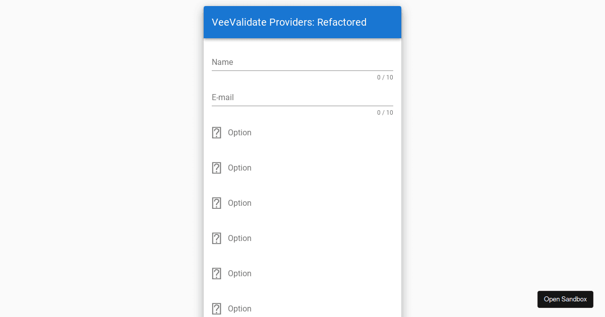VeeValidate Components - Vuetify - Codesandbox