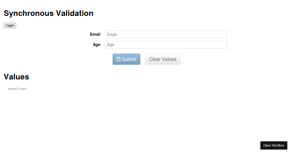 Redux Form - Synchronous Validation - Codesandbox