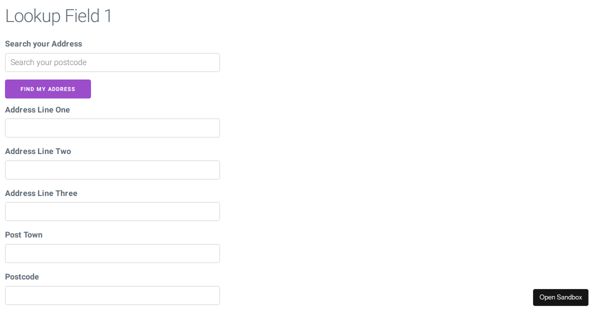 Postcode Lookup: Multiple forms - Codesandbox