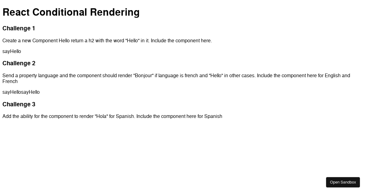 React conditional rendering (forked) - Codesandbox