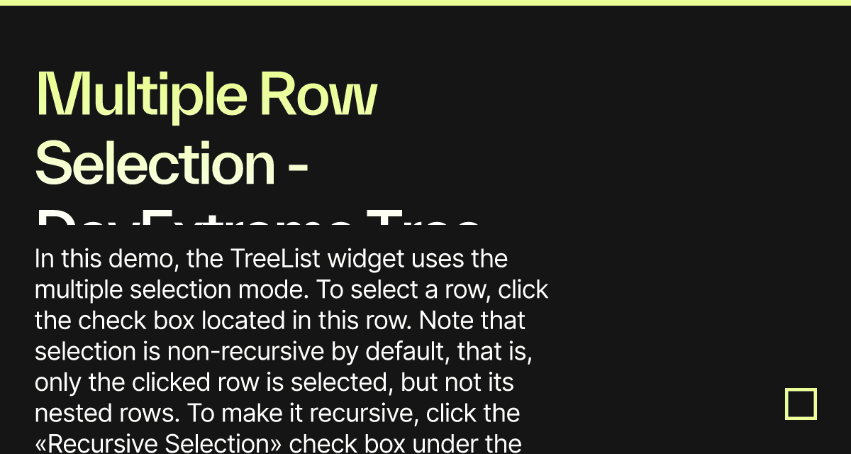 Multiple Row Selection - DevExtreme Tree List - Codesandbox