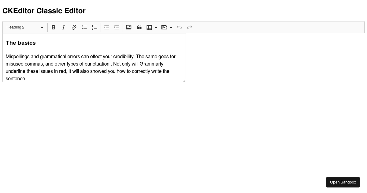 grammarlyexampleeditorsdkreactckeditor Codesandbox