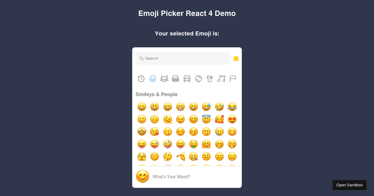 Emoji Picker React 4 (forked) Codesandbox