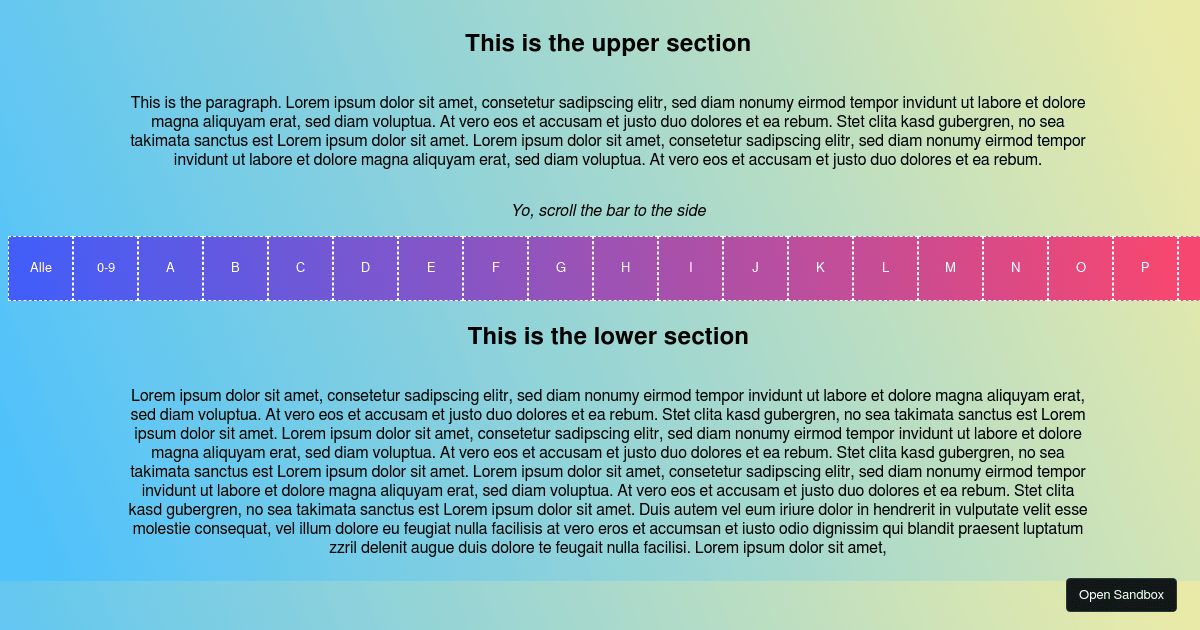 horizontal scrollbar - Codesandbox