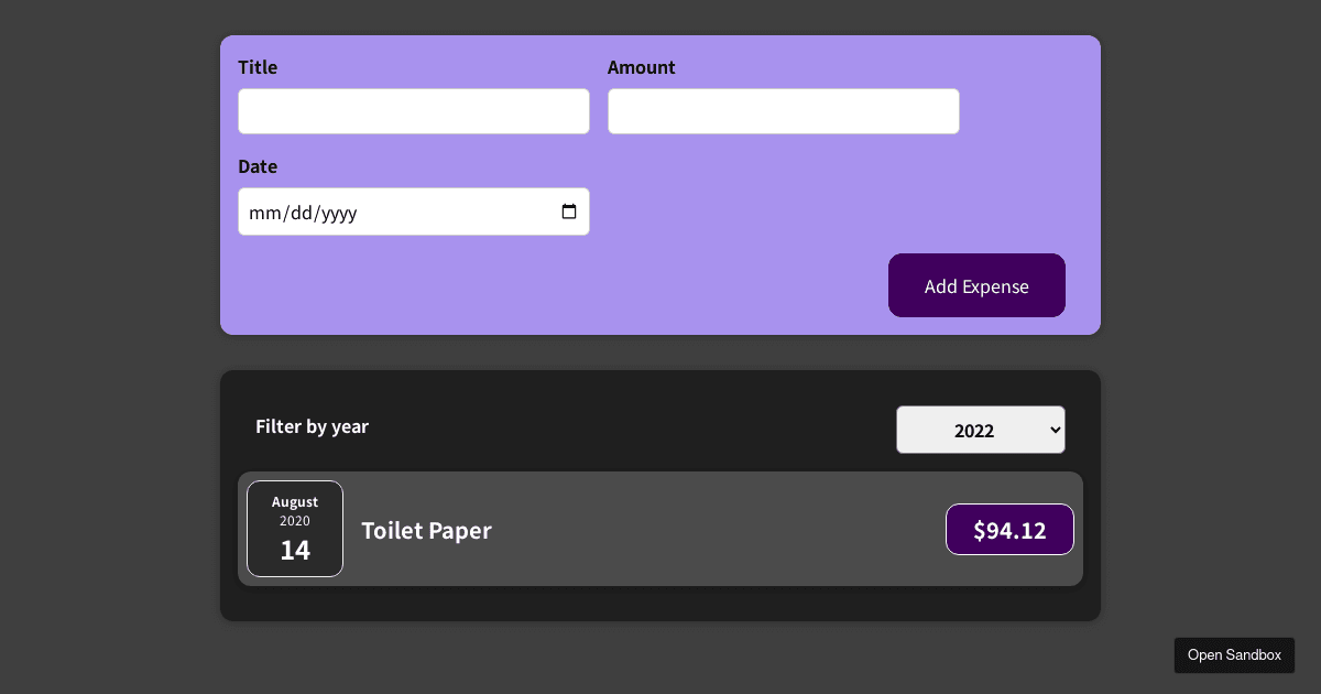 Udemy Third Assignment - Codesandbox