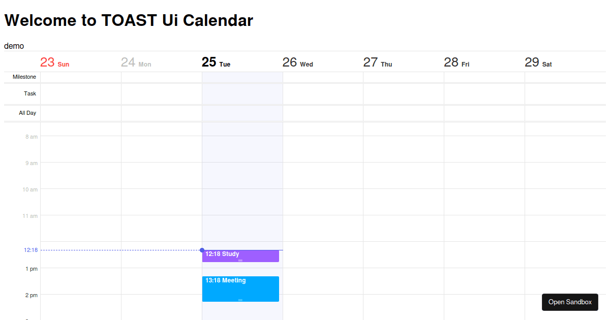 toastui/reactcalendar (forked) Codesandbox