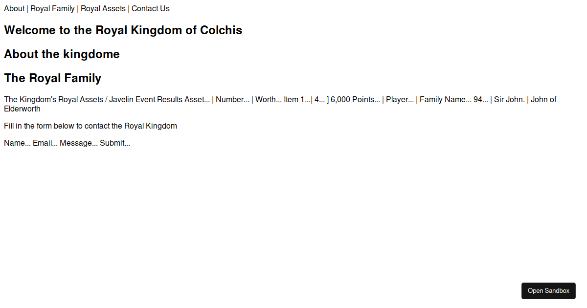 The Royal Kingdom of Colchis - Codesandbox